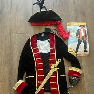 SpiritWILD at Sea Pirate Costume for male adult. Size XL 45-48. Black and Red.